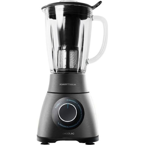 Cecotec Frullatore Power Black Titanium 1000. 1000 W, lama a 6 foglie con rivestimento in titanio nero, caraffa in vetro da 1,5 l, 5 velocità. (1500 W, Nero) (1/5)