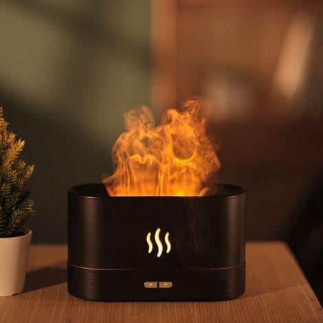 TrAdE Shop Traesio - Diffusore Umidificatore A Nebbia Luce Effetto Fiamma Super Silenzioso Per Camera Ufficio - (1/5)