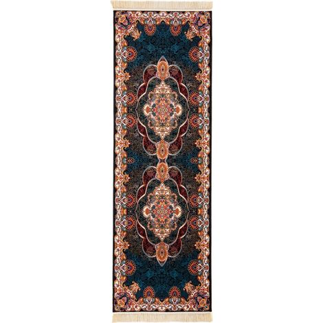 Tapis persan Ayaan - 200x100cm, Rectangular - 100% Acrylique - Tissé - Bleu foncé (1/4)
