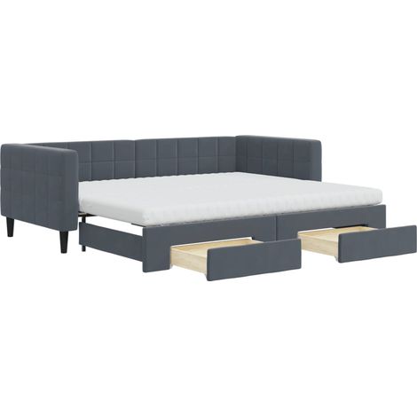 Maison Exclusive - Divano Letto Estraibile Cassetti Grigio Scuro 90x200cm Velluto