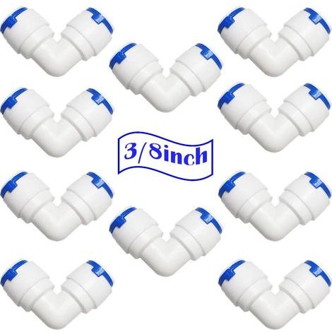 Coudes à connexion rapide 3/8 pouce, raccords pour purificateurs d'eau par osmose inverse (RO), adaptés aux systèmes d'osmose inverse (paquet de 10) (1/2)