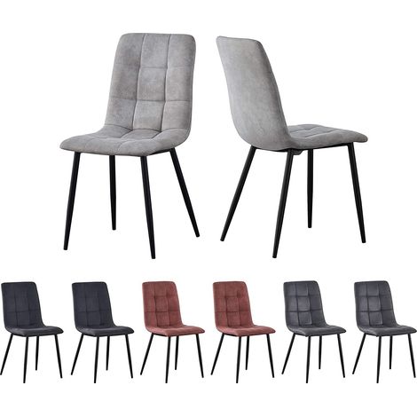 Set of 2 Faux Matte Suede Leather Dining Chairs home & restaurants Henri LIGHT GREY (1/5)