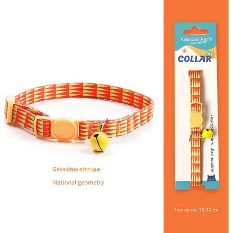 Collier pour chat avec clochette - Sécurité anti-étranglement - Couleurs tendance - Convient aux chats ayant un tour de cou de 15 à 30 cm