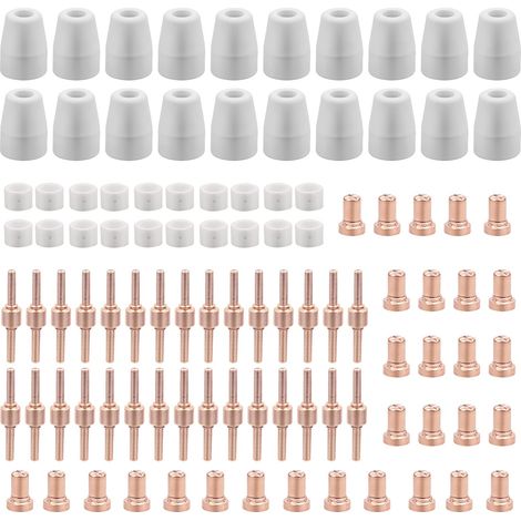 100 Pièces PT31 Consommables Plasma Decoupeur Plasma Parkside Cut 30 40 50 Consommables de Découpeuse Accessoire Decoupeur Electrode Tip Buse (1/5)