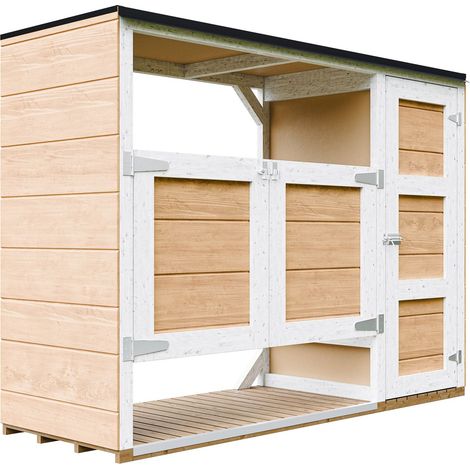 Casetta da giardino per bidoni spazzatura 2x240L – Copri bidoni spazzatura esterno con porte, casetta per attrezzi da giardino per giardini e spazi esterni – Timbela M981A-HARVEST HONEY (1/5)