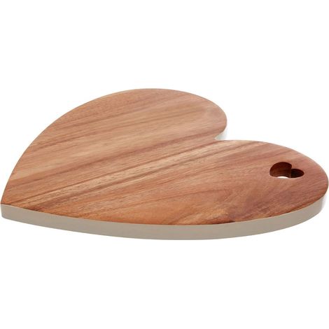Interiors by Premier Heart Design Chopping Board with White Edge, Natural Wood Cutting Board For Kitchen, Wooden Chopping Board (1/4)