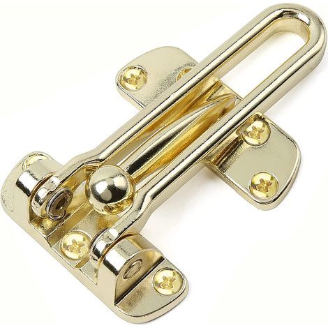 Anti-theft door restrictor, child safety door lock stop, swing bar, gold