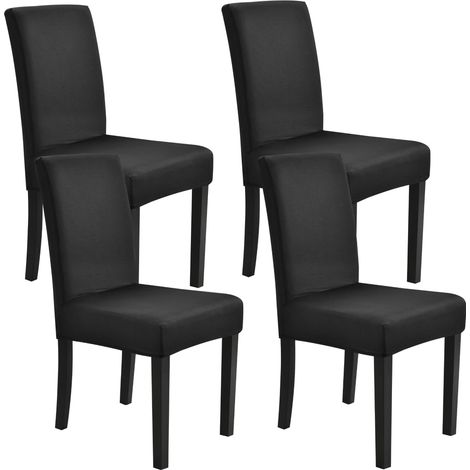 MINKUROW Juego De Fundas Para Sillas De 4 42-53 Cm Gris Oscuro Funda Para Silla Lavable A Máquina Funda Para Silla Funda Elástica Para Silla (Negro) (1/5)