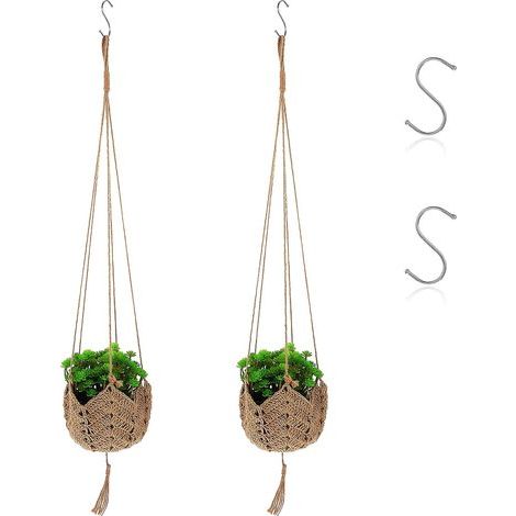 Suspension Pour Plante - Corde Coton Naturel - Pour Pot Fleurs Intérieur Extérieur Balcon Jardin - Lot De 2 (1/5)