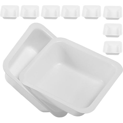 Lot de 10 Plateaux de Pesée Carrés Réutilisables en Plastique Blanc pour Laboratoire et Chimie, Multifonctionnels et Portables (1/5)