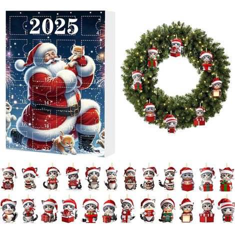 Adventskalender 2025 für Katzenliebhaber: Niedliche Anhänger Weihnachtsschmuck für Thanksgiving, Geburtstag und Partys (1/5)