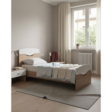 Letto Smile con fascioni e pediera - Letto singolo 87 x 197 - Struttura Virginia e bianco - Rete e materasso esclusi (1/5)