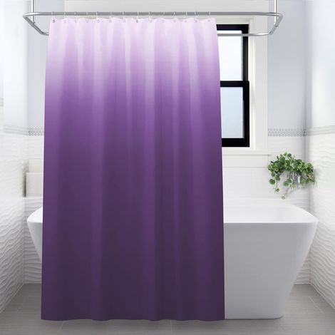 Rideau de douche dégradé violet avec crochets solides, rideaux de bain épais, accessoires de salle de bain, 180 x 180 cm (violet) (1/5)