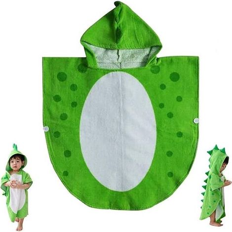 Serviette de bain pour enfants - Peignoir de bain en coton - Motif dinosaure - Poncho à capuche pour la plage et la natation (1/5)