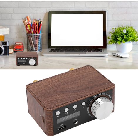 Digitaler Bluetooth-Verstärker im HiFi-Stil mit Holzmaserung, Zweikanal-Verstärker mit 50 W + 50 W und Bluetooth 5.0-Technologie. (1/5)