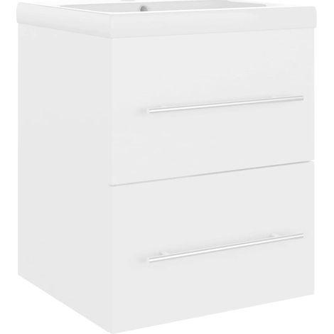 Maison Exclusive - Waschbeckenunterschrank mit Einbaubecken Weiß (1/5)