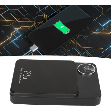 Kabelloses Magnetladegerät mit 5000 mAh und präziser Ladeanzeige, 15-W-Schnellladefunktion, Schwarz (1/5)