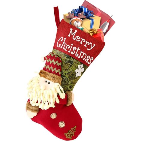 Chaussette de Noël - Chaussette de Noël personnalisée 47 cm - Chaussette de Noël 3D pour sapin - Botte de Noël - Sac cadeau (1/5)