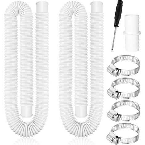 Tubo per piscina - 32 mm, 2 pezzi, 150 cm, con 4 fascette metalliche (Set A, bianco) (1/5)