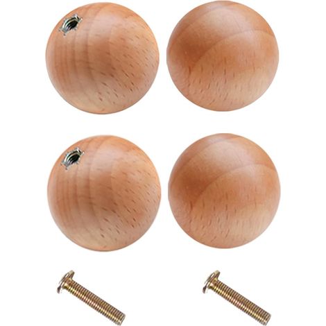 10 boutons de porte rustiques en bois forme boule pour armoires (1/5)