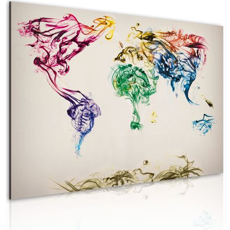 Quadro - Mappa del mondo: colonne variopinte di fumo - 60x40 (1/4)