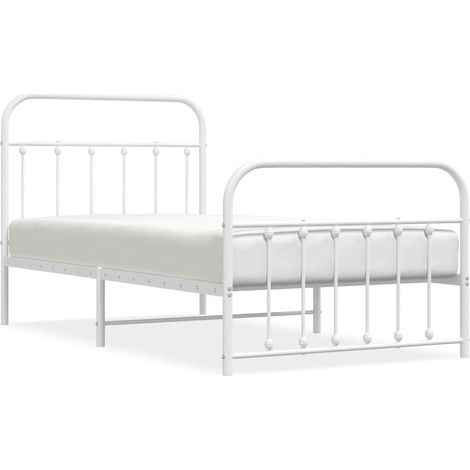 Maison Exclusive - Cadre de lit métal sans matelas et pied de lit blanc 100x190 cm (1/5)