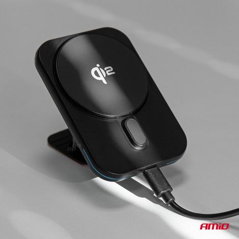 Support de téléphone de voiture pour pare-brise et tableau de bord avec chargeur à induction rapide Qi2 15W amio-04181 (1/5)