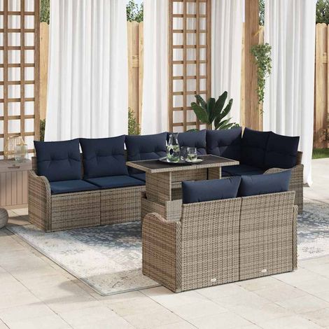 vidaXL Set Divano da Giardino 9 pz Grigio Poly Rattan (1/5)