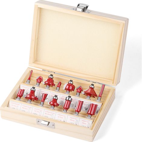 Ensemble de 15 fraises à bois — Queue de 6,35 mm (1/4") — Pour le rognage et le rainurage (1/3)
