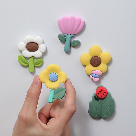 5 Morceaux D'autocollants De Rfrigrateur En Plastique Souple De Fleur Autocollants Magntiques 3d Personnaliss Plaque Signaltique Tridimensionnelle (1/5)