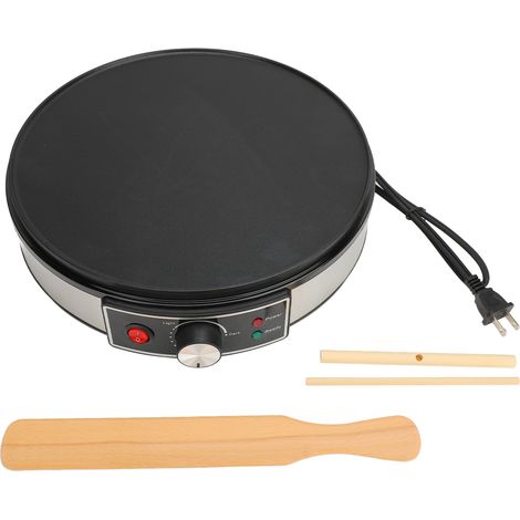 Crêpière électrique plaque cuisson 30cm plaque chaude avec contrôle température réglable spatule bois étaleur pâte inclus (1/5)
