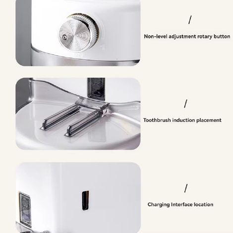1 Stück. Farbe: siehe Foto. Material: PP. Automatischer Zahnpastaspender mit Sensor, kein Bohren erforderlich, Wandmontage, praktischer Spender.