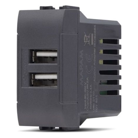 MAPAM doppia presa USB tipo A (5V-2A-265V) compatibile LIVING - 821N