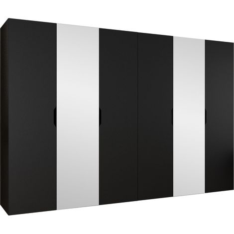 Armoire Hartford 518, Noir, 202x300x50cm, Portes d'armoire: Avec des charnières, Nombre d'étagères: 4 (1/4)
