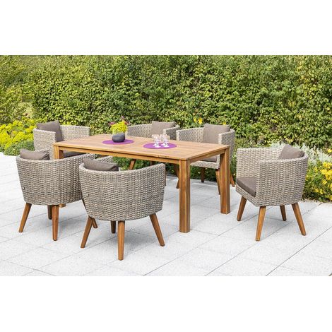 Imperia Set 7tlg 6 Sessel Kissen Tisch 185x90cm