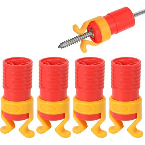 4 Pcs ABS Screw Gripper Holder Clamp Fixing Set for Drill, Fits Screwdrivers Bit Diameter of 6-8mm Holding Tool for Woodworking (Red) (1/4)