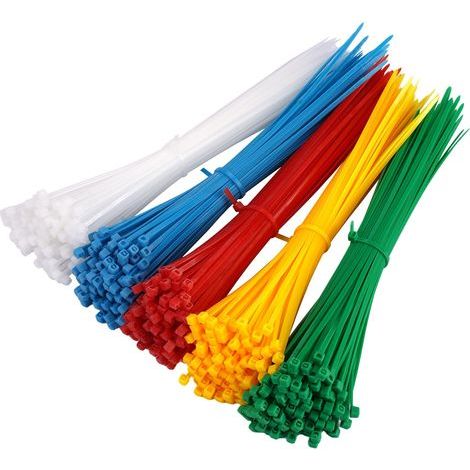 500 Pièces Collier de Serrage Plastique Réutilisables, 200mm x 3mm Attache Câble Colorées Autobloquantes, Serre Câbles Nylon Résistant aux UV pour Maison, Bureau, Jardin, Garage, Atelier, 5 Couleurs (1/5)