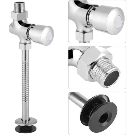 Urinal Flush Valve, Zinc Alloy Flush Valve Urinal Flush Valve Button Type Manual Automatic Shut-off Bathroom Accessory (1/5)