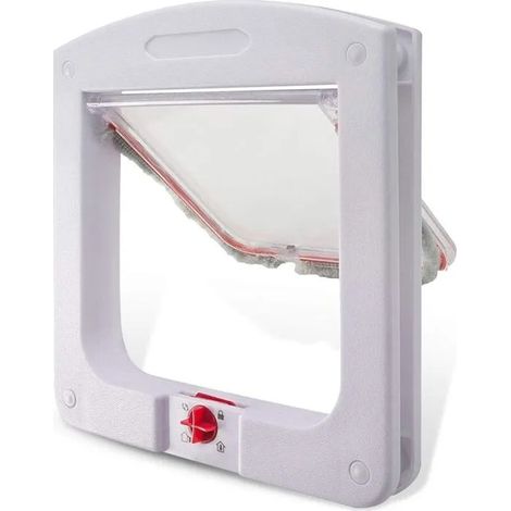 Chatière pour Chat Chiens Petit Chatière Porte Puce 4 Voies verrouillable Facile à Installer Blanc PAPIER ALIMENTAIRE (1/4)