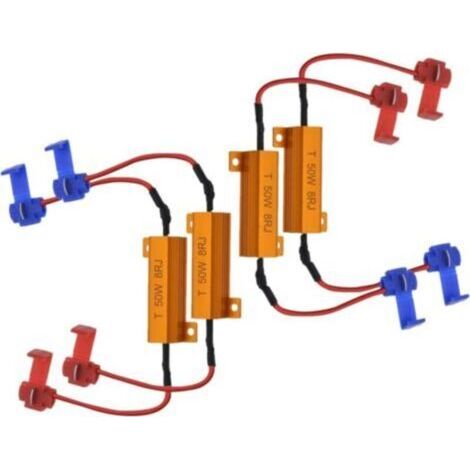 4pcs 50W 8 ohms Résistances de Charge LED Résistance de Charge de Phare Feux de Brouillard Décodeur LED Clignotants Résistance Décodeur Fil (Fix Hyper Flash, Avertissement Cancellor) (1/5)