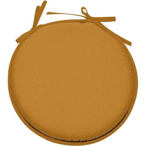 Galette de chaise ronde Unie Pop color 40 cm Curry (1/3)