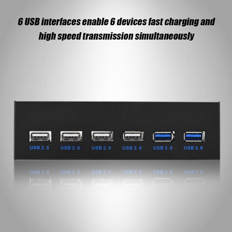 9-Pin-auf-19-Pin-USB-Front-Hub aus Metall, 2 USB 3.0-Anschlüsse und 4 USB 2.0-Anschlüsse (6 Schnittstellen). (1/5)