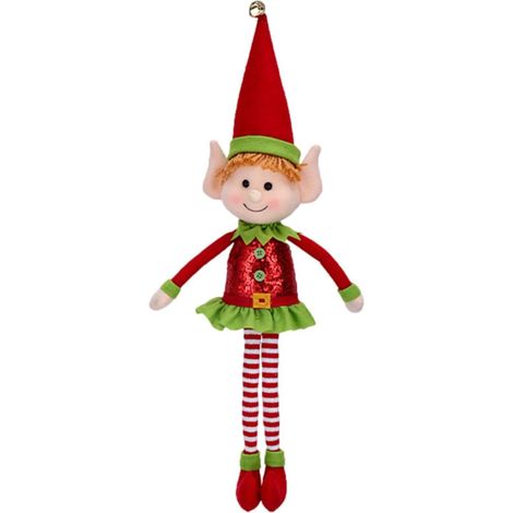 Lutins De Noël en Peluche Figurines Décoration Bureau Mignonne Elfe À Longues Jambes Ornements De Sapin Accessoires D'Ambiance Festive Pour Salon, Mariage, Maison, Cheminées, (1/5)