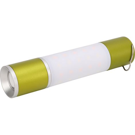 Multifunktionale, per USB aufladbare Camping-Taschenlampe, 6 Leuchtmodi, grünes Nachtlicht. (1/5)