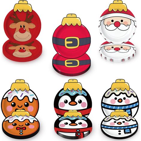 30 Pièces Assiettes de Fête de Noël, Vaisselle de Fête de Noël Décoration (1/5)