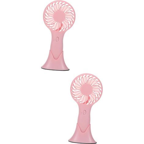 Lot de 2 ventilateurs de bureau double fonction, mini ventilateur portable, ventilateur de maquillage portable, USB, en plastique ABS, petit ventilateur électrique pour étudiants (1/5)