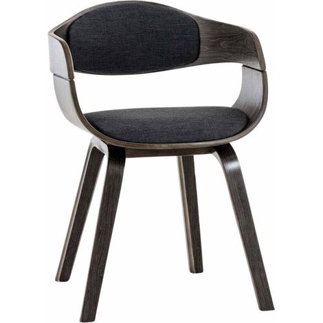 Silla de visitas sin ruedas en tela y madera, diseño retro y máximo confort, gris oscuro BUR10551