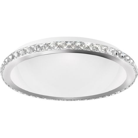 Merano Coral Plafonnier 4 Lumières Métal Chromé Verre Blanc, K9 Cristal LED E27