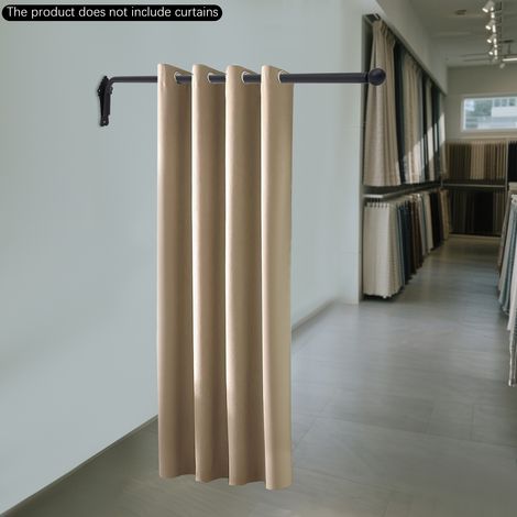 Schwenkarm-Fenstervorhangstange mit Endstücken, 40 kg Metall-Fenstervorhang-Ausstellungsständer, 25 mm Durchmesser, Gardinenstange für Küche, Badezimmer, Schwarz 120cm