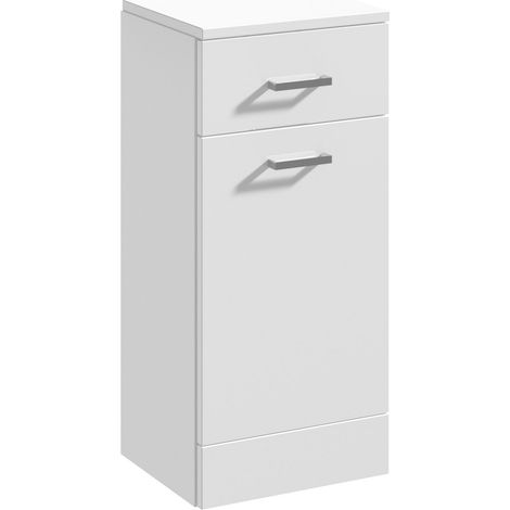 Floor Standing Bathroom Laundry Basket - 350mm - Gloss White